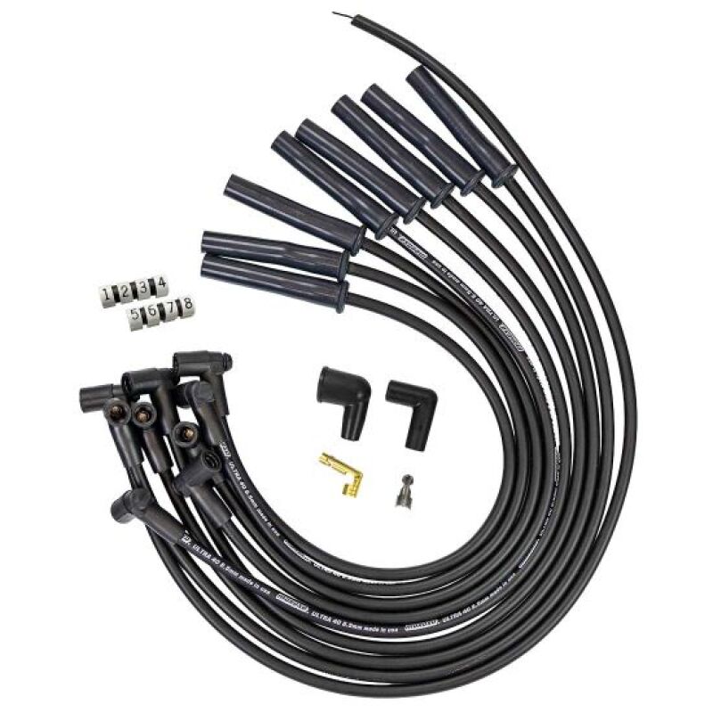 Moroso Ford 351C HEI-Style Cap Ultra 40 8.5mm Multi-Angle Boot Ignition Spark Plug Wire Set -Black-thumbmail-1