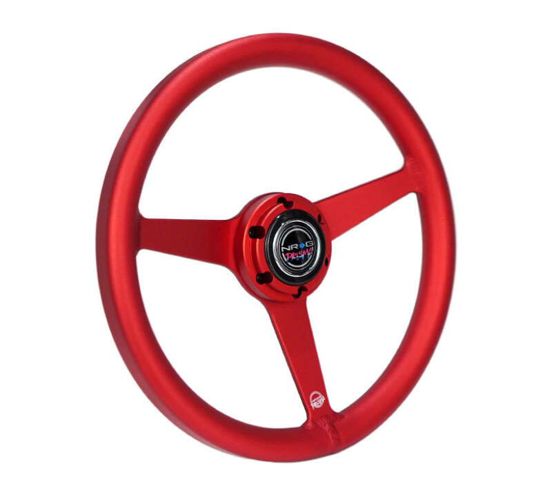 NRG Aluminum Steering Wheel 330mm - Heritage Solid Spoke - Ergonomic Grip - Anadized Red-thumbmail-3