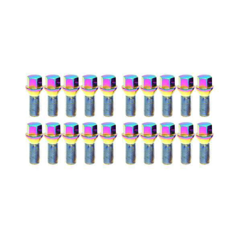Wheel Mate Mevius Lug Bolt Set of 20 - Neon Chrome 14x1.25 27mm Cone 60 DEG TAP-thumbmail-1
