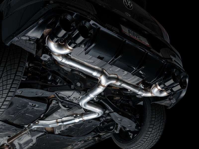 AWE MK8 Volkswagen Golf R 3in Track Edition Quad Exhaust - Diamond Black Tips-thumbmail-7