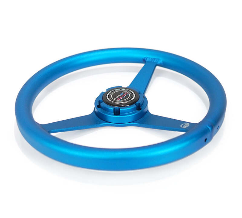 NRG Aluminum Steering Wheel 330mm - Heritage Solid Spoke - Ergonomic Grip - Anadized Blue-thumbmail-3