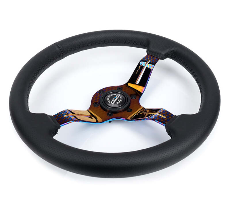 NRG Light Weight Gaming Steering Wheel - Splitz NeoChrome Silver Spokes Perforated Leather-thumbmail-2