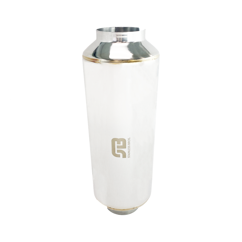 Stainless Bros 12in Overall Length 3.5in SS304 Polished Finish Lightweight Race Muffler-thumbmail-1