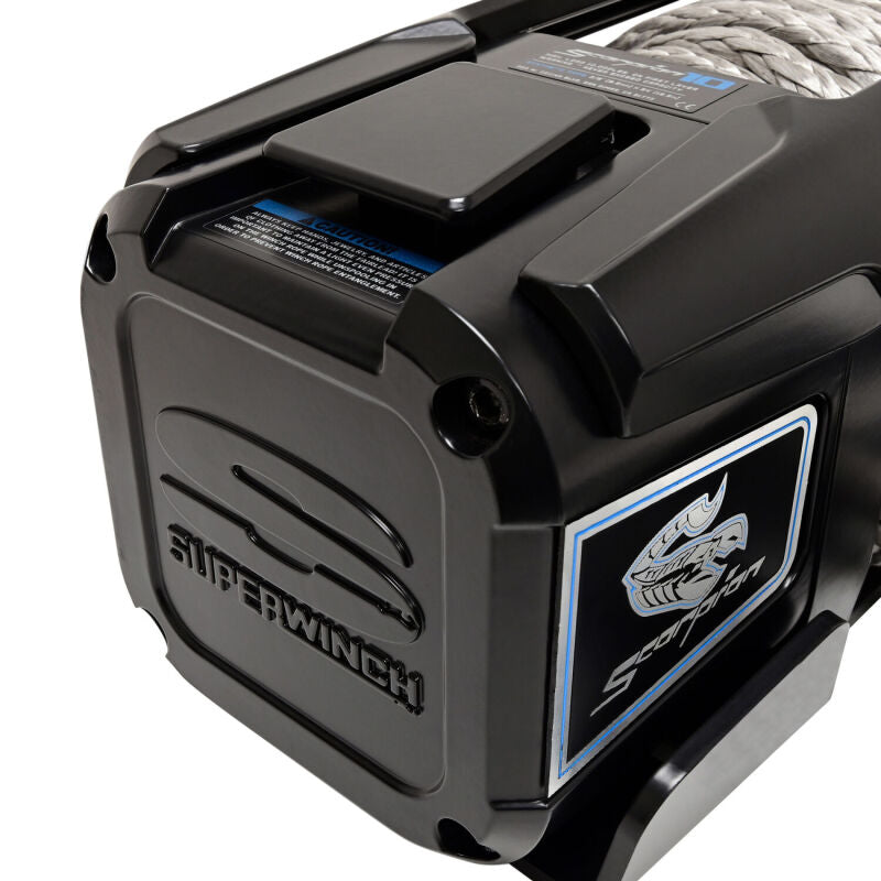 Superwinch 10000 LBS 12V DC 3/8in x 54ft Synthetic Rope Scorpion 10000SR Winch - Black Powdercoat-thumbmail-3