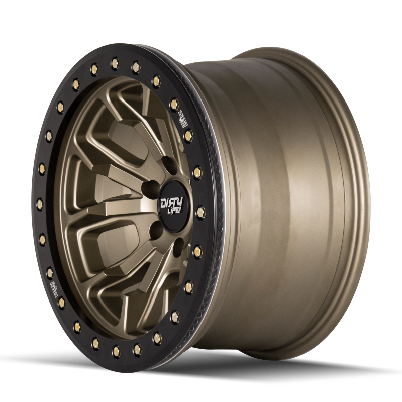 Dirty Life 9303 DT-1 17x9 / 6x139.7 BP / -12mm Offset / 106mm Hub Satin Gold Wheel - Beadlock-thumbmail-3