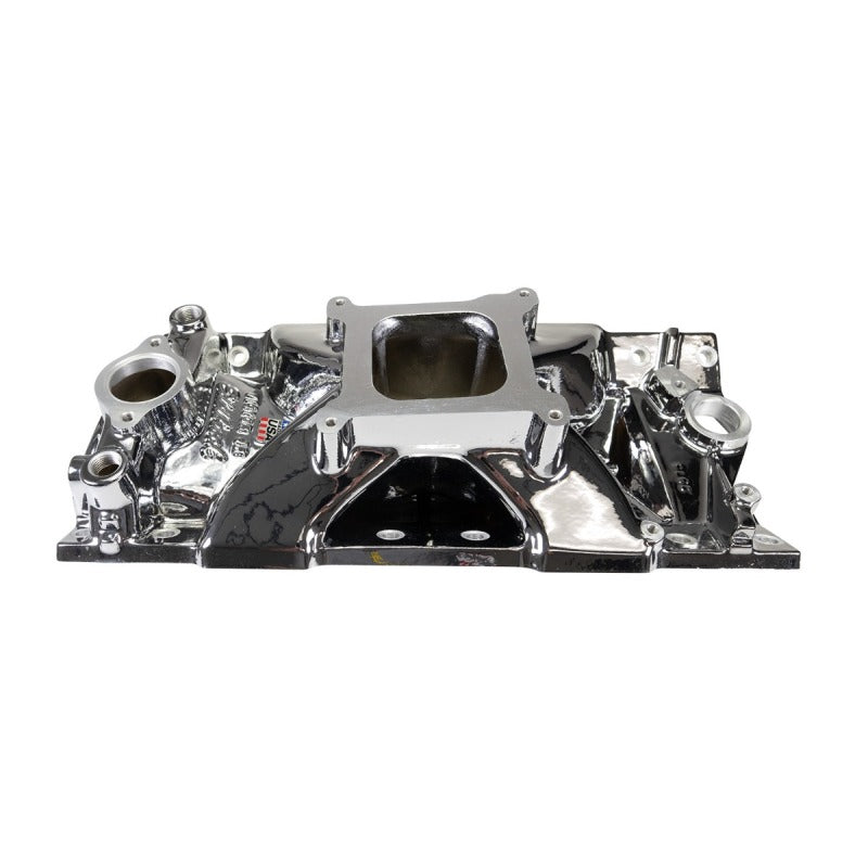 Edelbrock Chevy SB Victor Jr. 23 Degree Intake Manifold - Chrome Plasma Finish-thumbmail-4