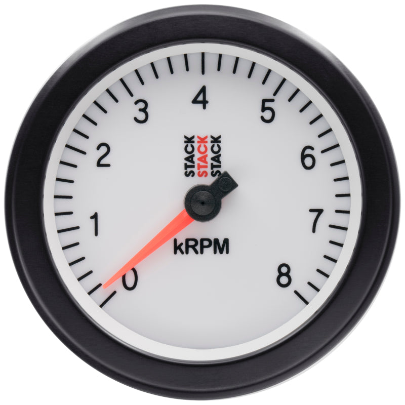 Autometer Stack Sport 88mm 0-8K RPM Tachometer - White-thumbmail-1