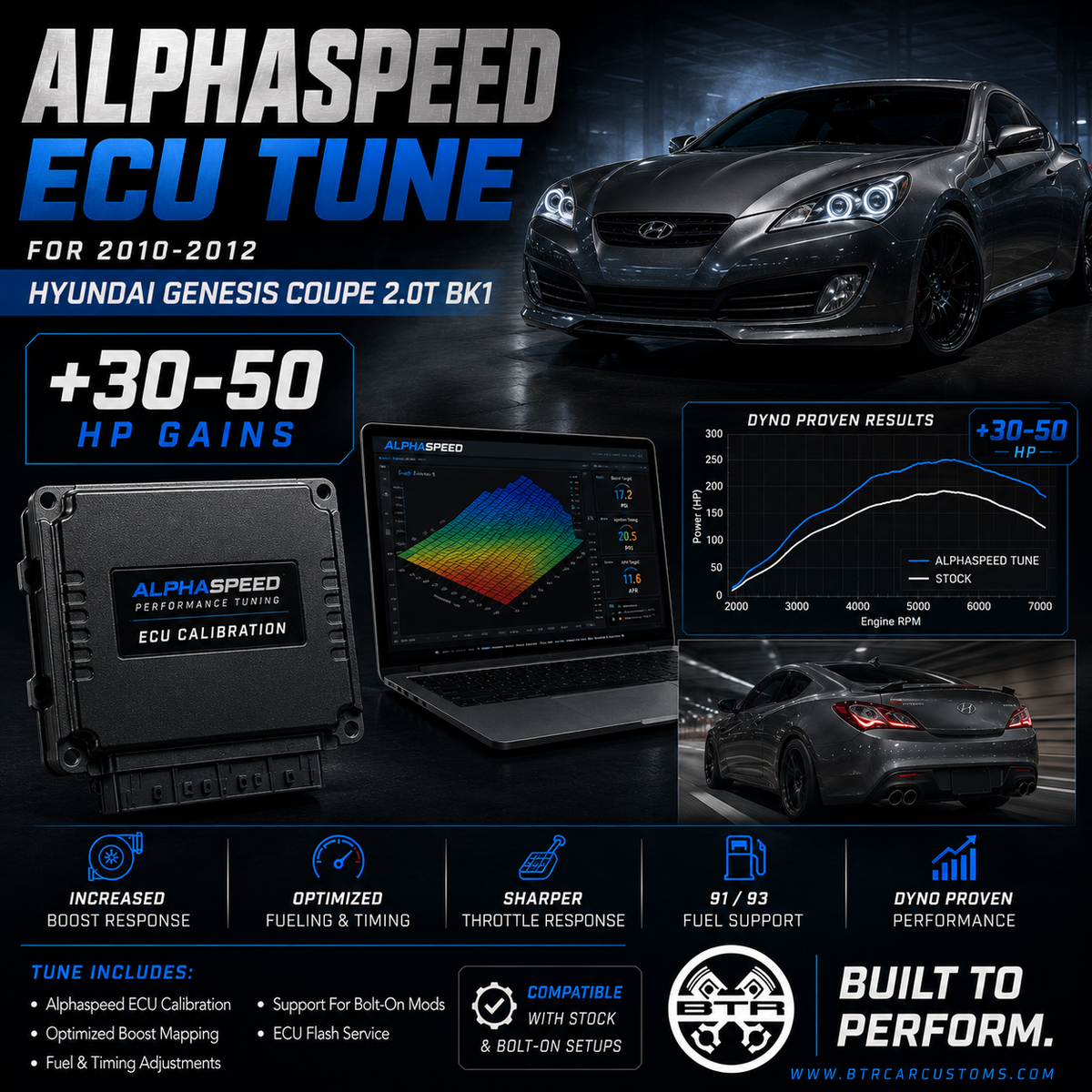 Alphaspeed ECU Tune | 2010-2012 Genesis Coupe 2.0T BK1 | +30-40 HP ...