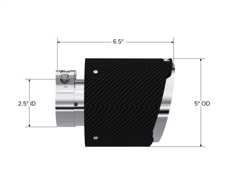 MBRP Universal Carbon Fiber Tip 2.5in ID / 5in OD Out / 6.5in Length Angle Cut Dual Wall-thumbmail-3
