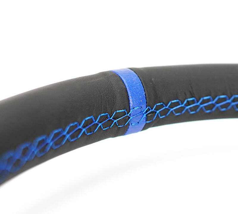 NRG Carbon Fiber Steering Wheel (320mm) Blue CF Center w/Blue Stitch Blue Center Mark Flat Bottom-thumbmail-6