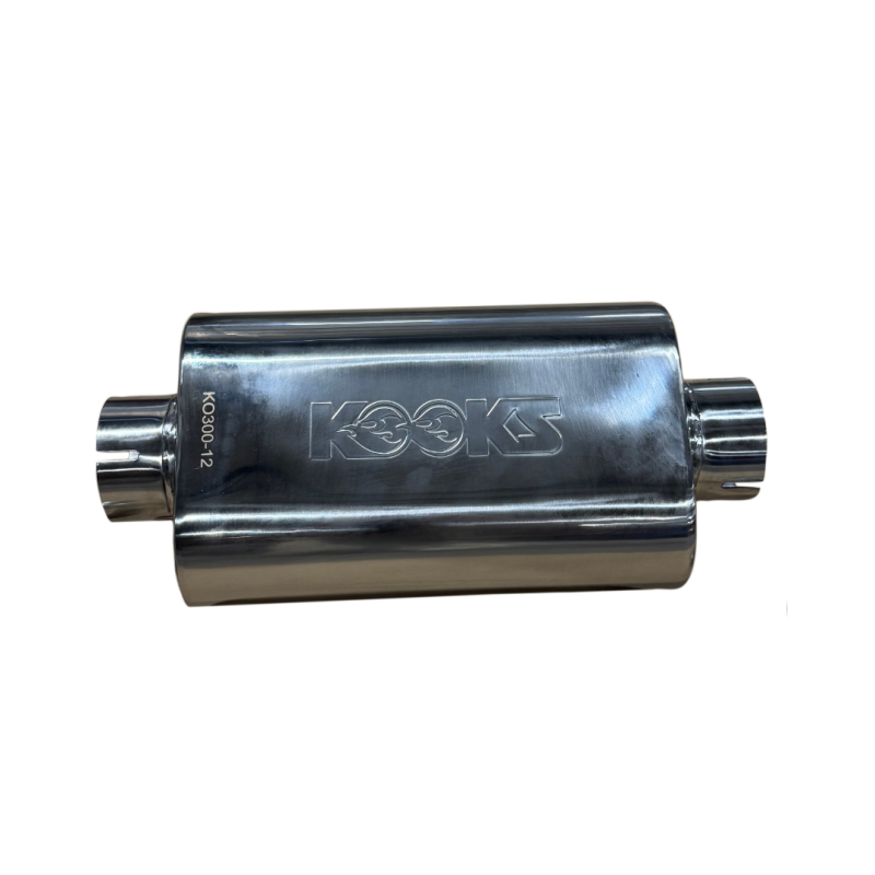 Kooks 3in Oval Clamp In Center/Center Muffler 12in Long Body Polished Stainless Steel-thumbmail-3