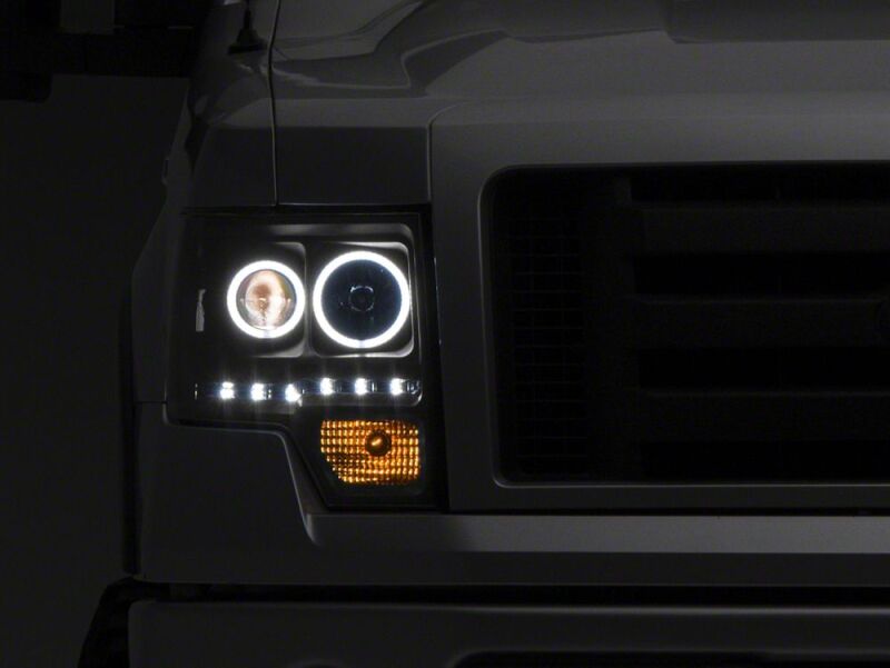 Raxiom 09-14 Ford F-150 G2 Super White LED Halo Projector Headlights- Black Housing- Clear Lens-thumbmail-1