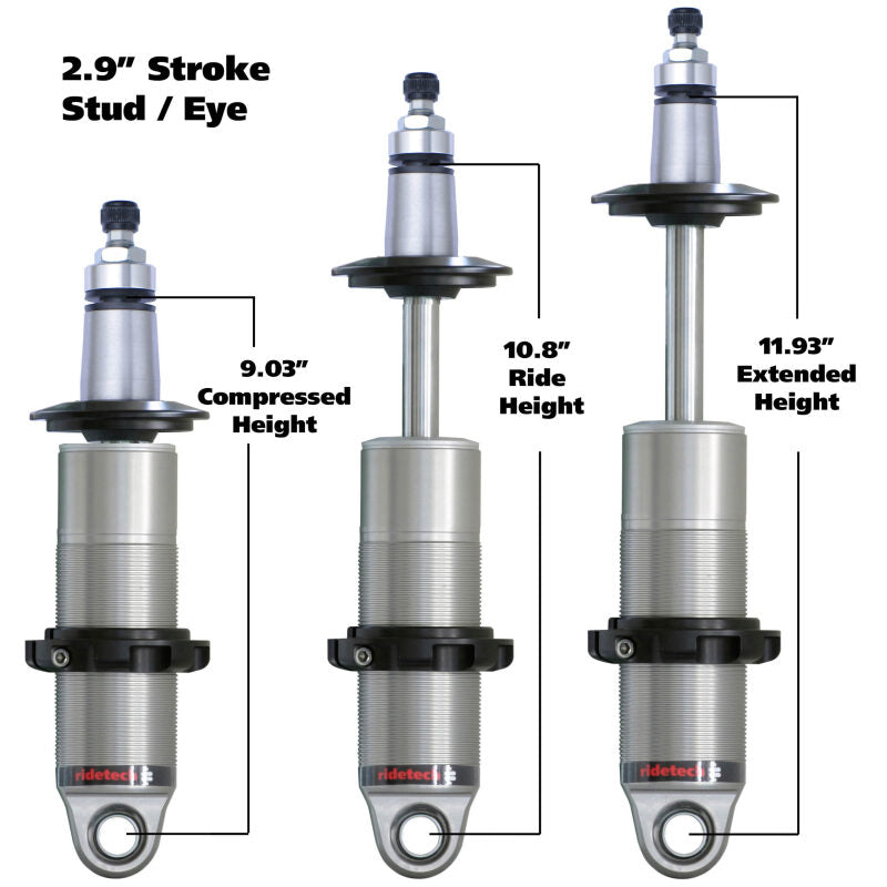 Ridetech Anodized HQ Coilover Shock Single Adjustable 2.9in Stroke / 2in Stud Mount - Single-thumbmail-2