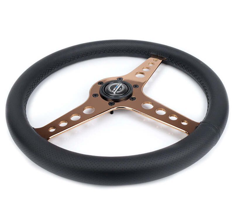 NRG Light Weight Gaming Steering Wheel - Driftz 350mm 3 Rose Gold Spokes Perforated Leather-thumbmail-2