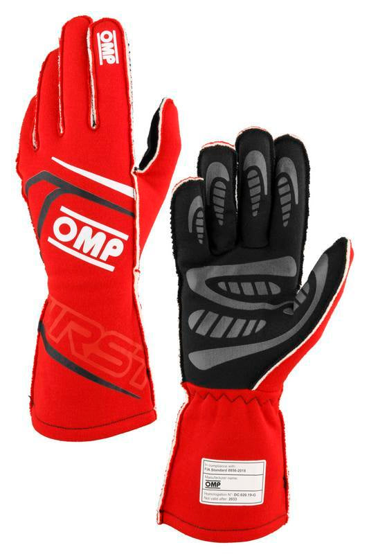 OMP FIRST GLOVES FIA 8856-2018 MY2025 BLACK SZ M