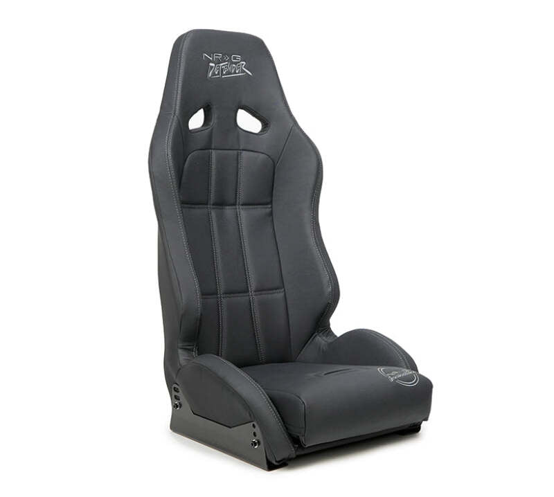 NRG Defender Water Resistant Steel Frame Suspension Seats Black w/ Black Trim & Yellow Embroidery-thumbmail-1