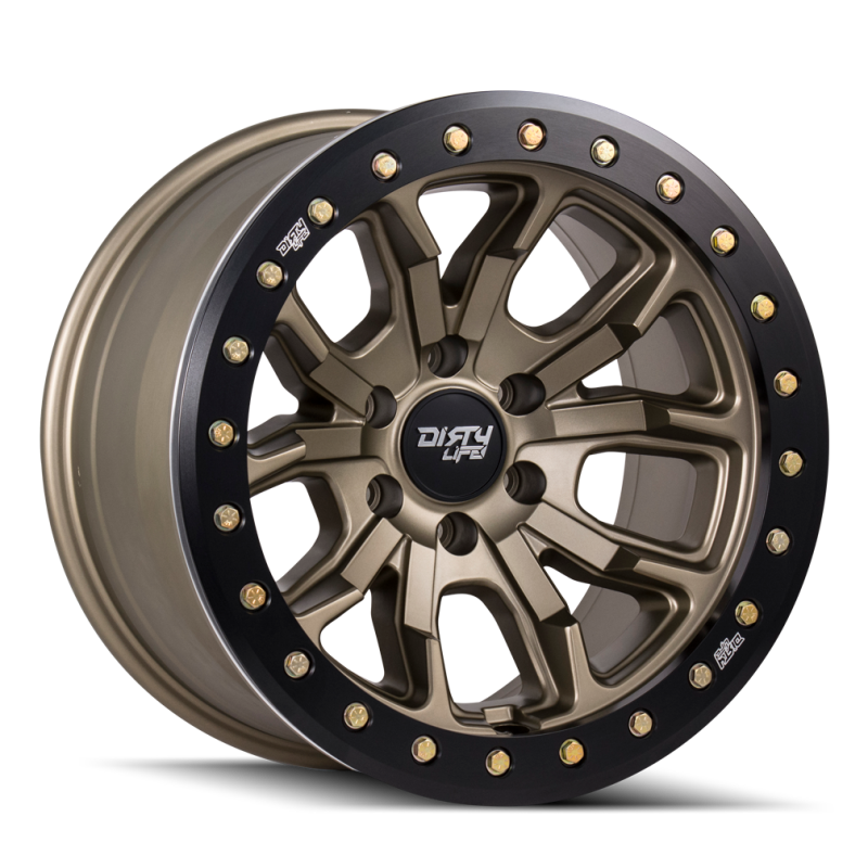 Dirty Life 9303 DT-1 17x9 / 6x139.7 BP / -12mm Offset / 106mm Hub Satin Gold Wheel - Beadlock-thumbmail-4