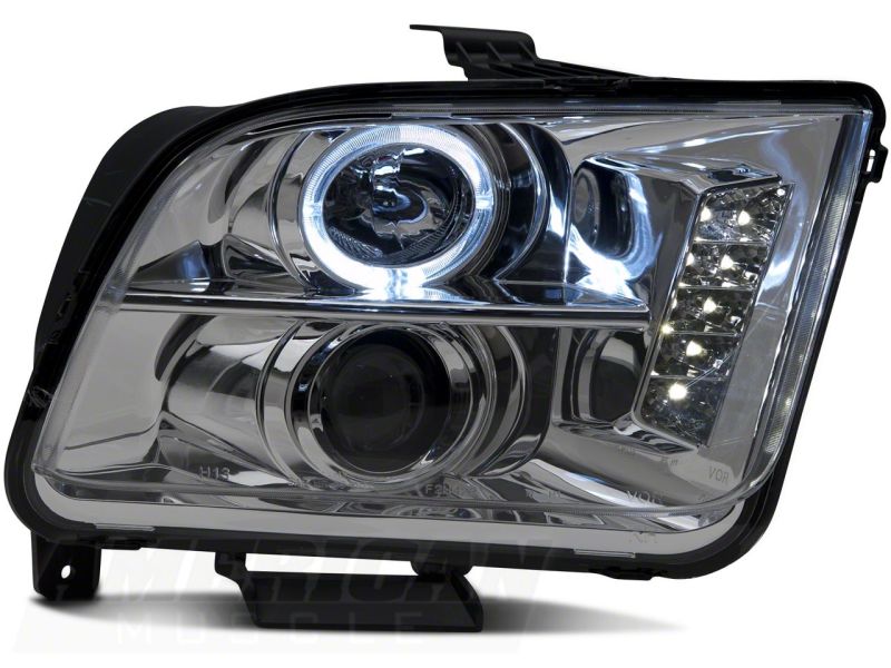 Raxiom 05-09 Ford Mustang Excluding GT500 LED Halo Projector Headlights- Chrome Housing (Clear Lens)-thumbmail-5