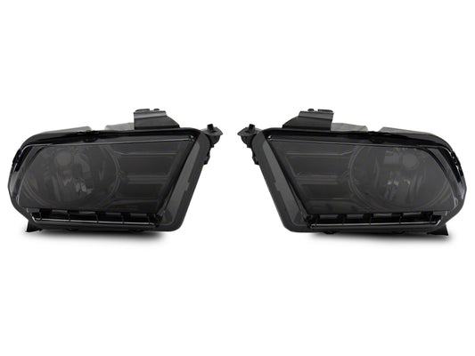 Raxiom 10-12 Ford Mustang Axial Series OEM Style Rep Headlights- Chrome Housing- Smoked Lens