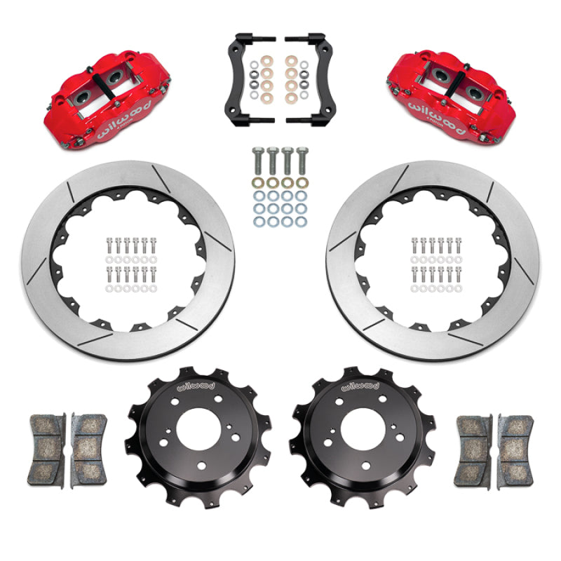 Wilwood 89-02 Nissan Skyline Superlite 4R Rear BBK w/ 13.50in Diameter Slotted Rotor - Red-thumbmail-1
