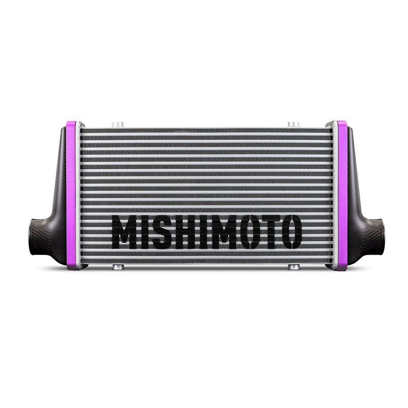 Mishimoto Universal Carbon Fiber Intercooler - Gloss Tanks - 450mm Black Core - C-Flow - C V-Band