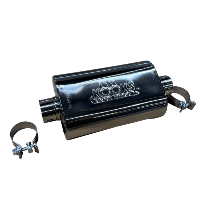 Kooks 2.5in Oval Clamp In Muffler 12in Long Body Polished Stainless Steel-thumbmail-2