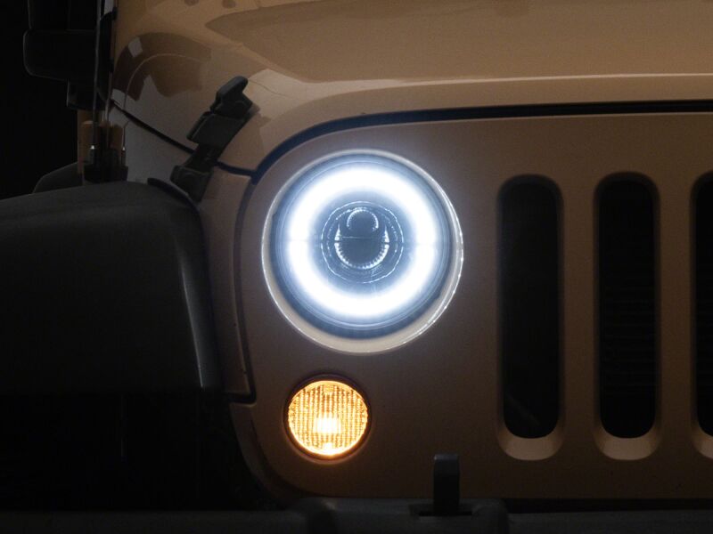 Raxiom 07-08 Jeep Wrangler JK Hi Output LED Headlights/Angel Eye DRL- Black Housing- Clear Lens-thumbmail-7