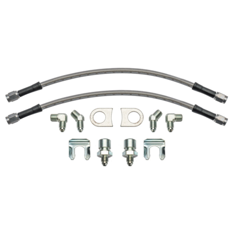 Wilwood 12in Length -3 to 3/8-24 IF 1/8-27 NPT 90 Degree Flexline Kit w/ Weld-On Bracket Tabs-thumbmail-1