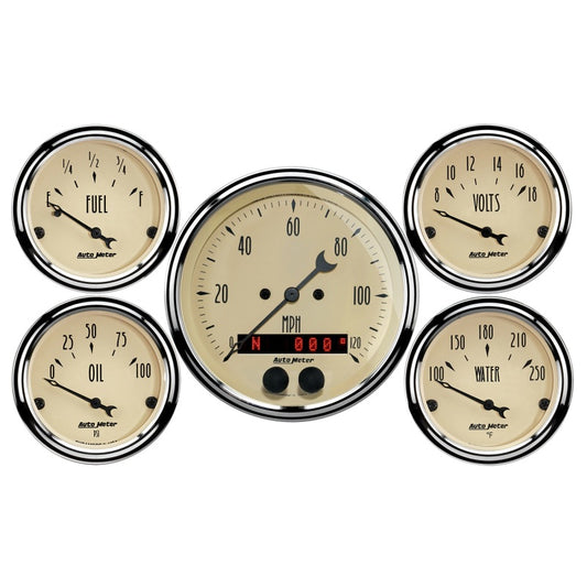 AutoMeter 3-3/8in & 2-1/16in GPS Speedometer Antique Beige Gauge Kit - 5 Pc