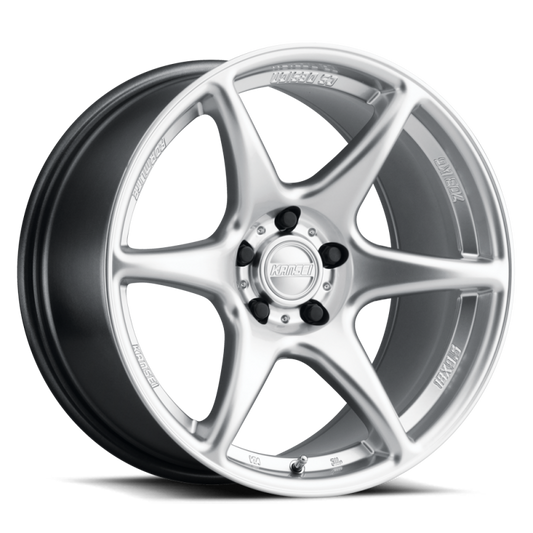 Kansei K11S Tandem 15x8in / 4x100 BP / 25mm Offset / 73.1mm Bore - Hyper Silver Wheel Machined Lip