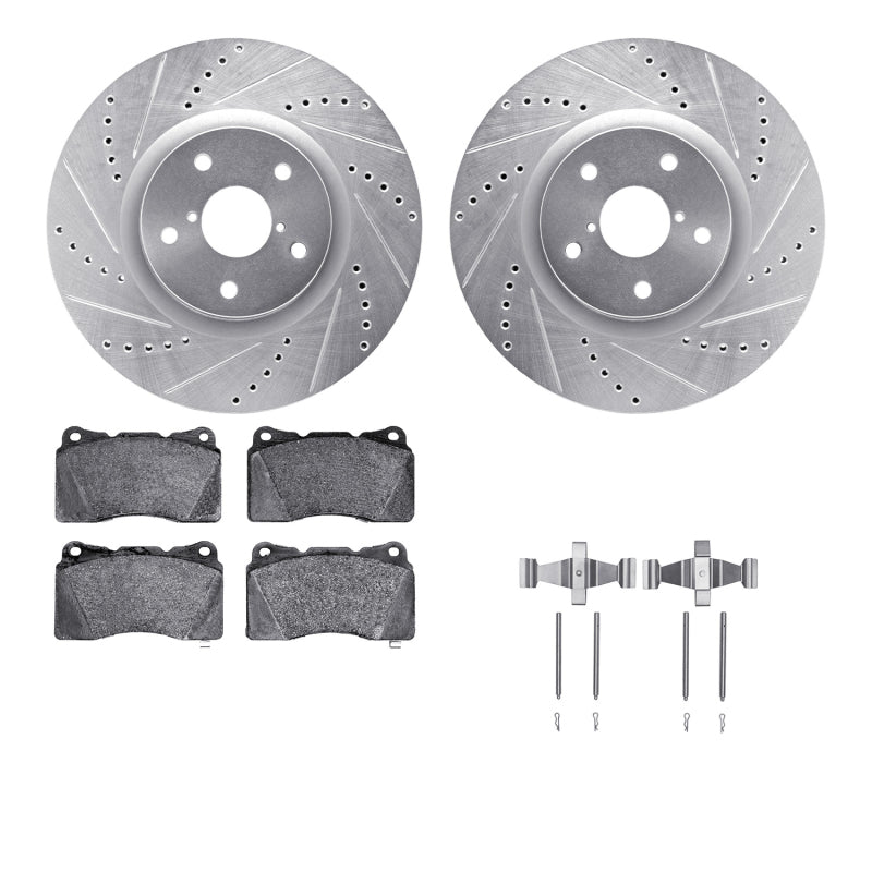 R1 13-20 Subaru WRX Front Drilled & Slotted Silver Brake Rotor Set w/Optimum OE Pads and Hardware-thumbmail-2