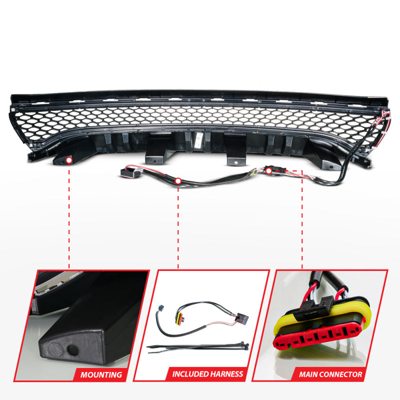 ANZO 15-23 Dodge Charger Black LED Grille w/ Initiation & Running Light/DRL Bar-thumbmail-9