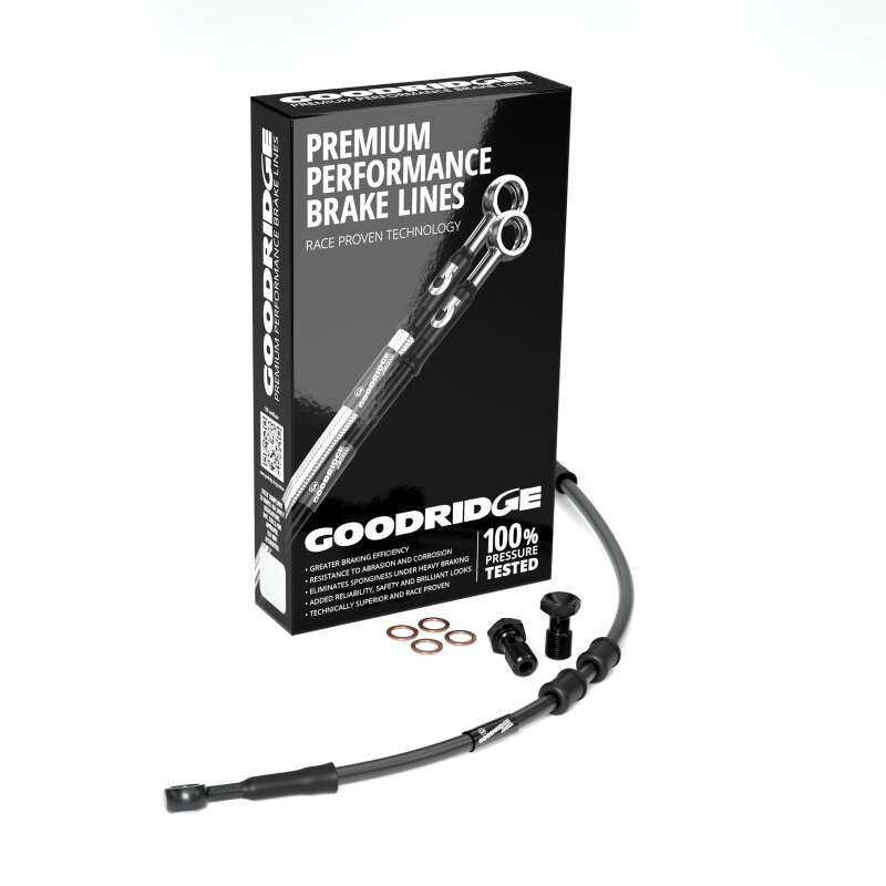 Goodridge 01-05 HD VRSCA V-ROD +4in Front Brake Line Kit - Black
