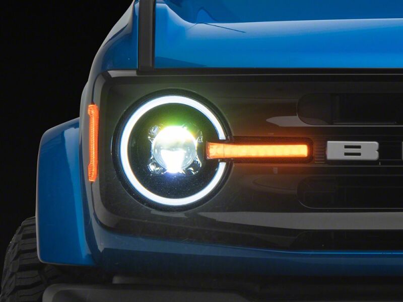 Raxiom 21-26 Ford Bronco LED Halo Headlights with White Backlight- Black Housing- Clear Lens-thumbmail-1