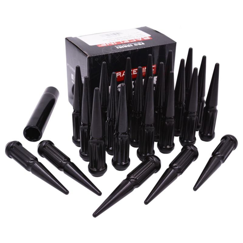 Raceline 12x1.5 XL Spike Black Lug Nuts (Set of 24)-thumbmail-1