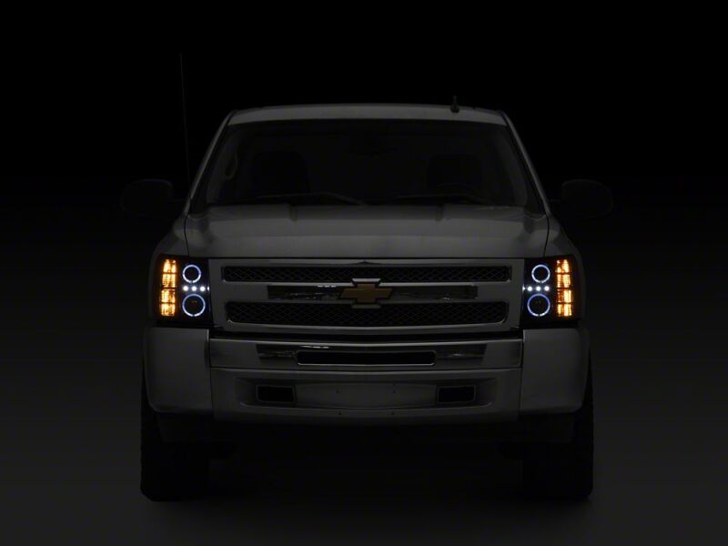 Raxiom 07-13 Chevrolet Silverado 1500 LED Halo Projector Headlights- Black Housing- Clear Lens-thumbmail-7
