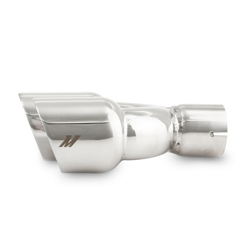 Mishimoto Dual Offset Tips 2.5in Inlet 3in Outlet Slash Cut - Polished-thumbmail-4