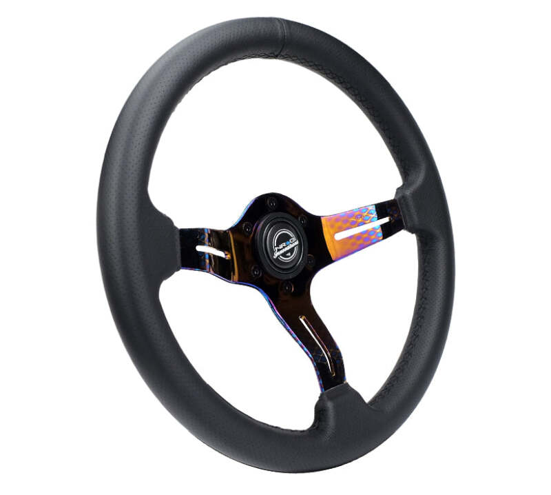 NRG Light Weight Gaming Steering Wheel - Splitz NeoChrome Silver Spokes Perforated Leather-thumbmail-4