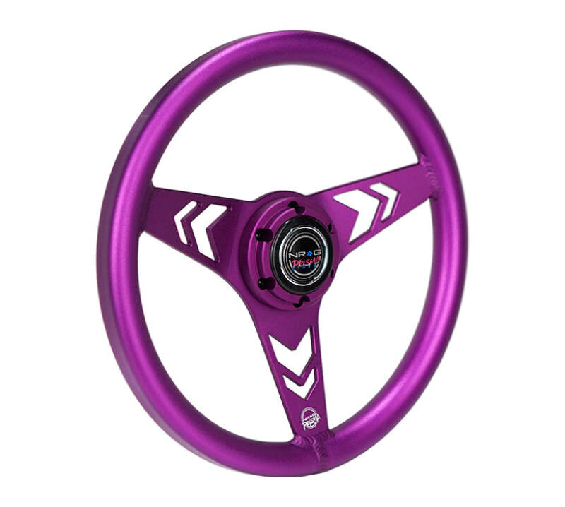 NRG Aluminum Steering Wheel 330mm - Arow Cutout - Ergonomic Grip - Anadized Purple-thumbmail-2