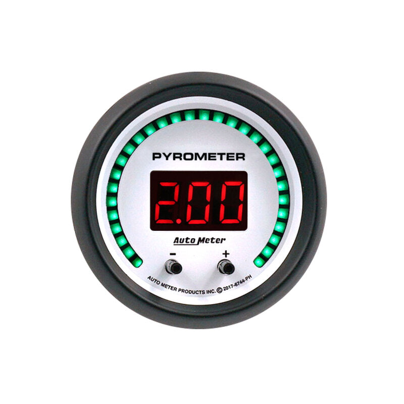 Autometer 52.4mm White Two Channel 0-2000 Degree Pyrometer (EGT) Phantom Elite Digital Gauge-thumbmail-1
