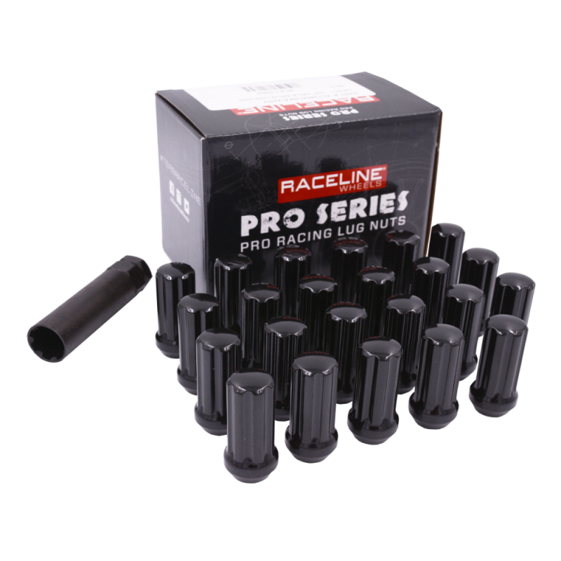 Raceline 1/2in XL Spline Black Jeep Lug Nuts (24 Pack)-thumbmail-1