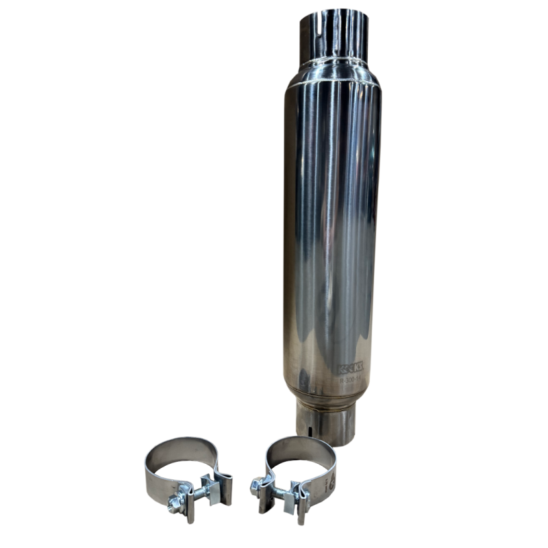 Kooks 3in. Round Clamp In Muffler 14in. Long Polished Stainless Steel-thumbmail-2