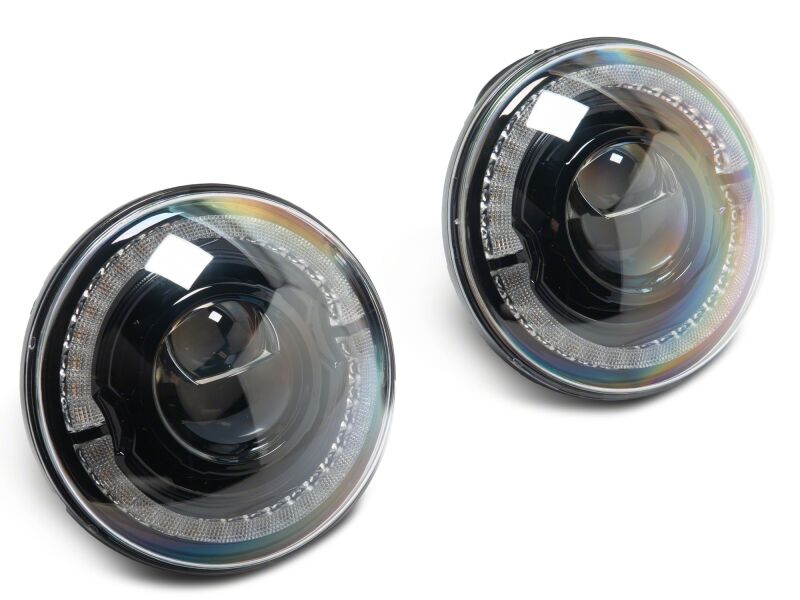 Raxiom 07-08 Jeep Wrangler JK Hi Output LED Headlights/Angel Eye DRL- Black Housing- Clear Lens-thumbmail-8