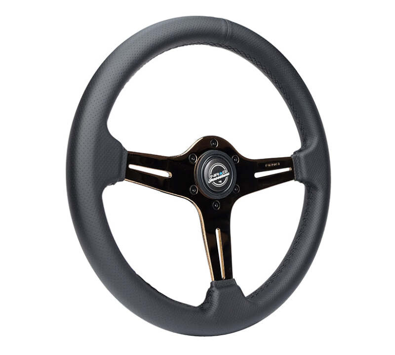 NRG Light Weight Gaming Steering Wheel - Blitz 350mm 3 Rose Gold Spokes Slits - Leather - No Dish-thumbmail-3