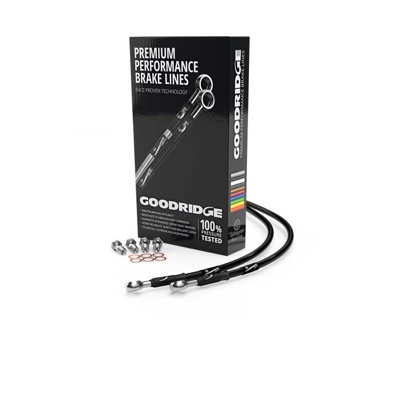 Goodridge 16-17 Harley-Davidson FLSTFBS Fat Boy S (w/ABS) Clear Front Brake Line w/Black Fitting-thumbmail-1