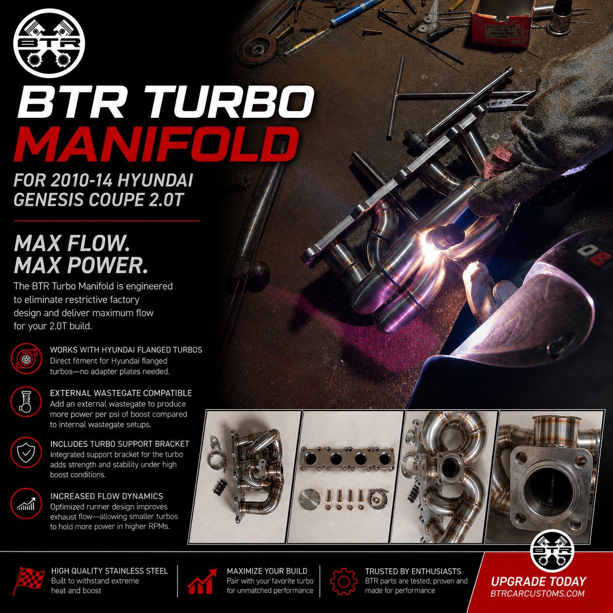BTR Turbo Manifold for 2010-12. 13-14* Hyundai Genesis Coupe 2.0T-thumbmail-1