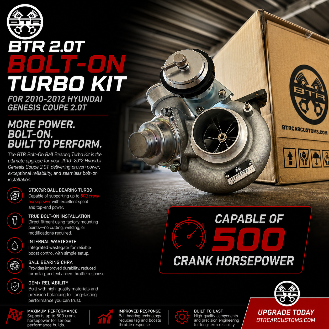 BTR 2010-12 *13-14* Hyundai Genesis Coupe 2.0T Bolt on Ball Bearing Turbo Kit (BTR-GC3076BB) V2-thumbmail-1