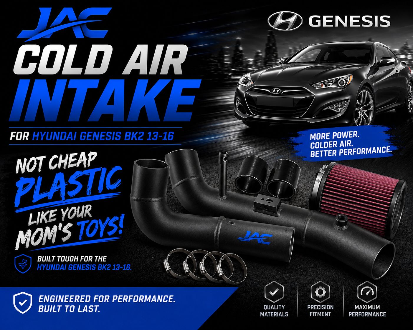 JAC True Cold Air Intake for 2013-16 Hyundai Genesis Coupe 3.8 (No Tariffs within US)