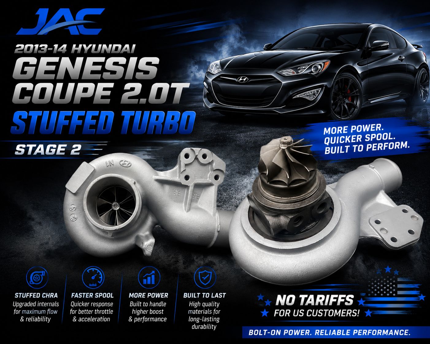 JAC 2013-14 Hyundai Genesis Coupe 2.0T Stuffed Turbo Stage 2 (No Tariffs for US customers)
