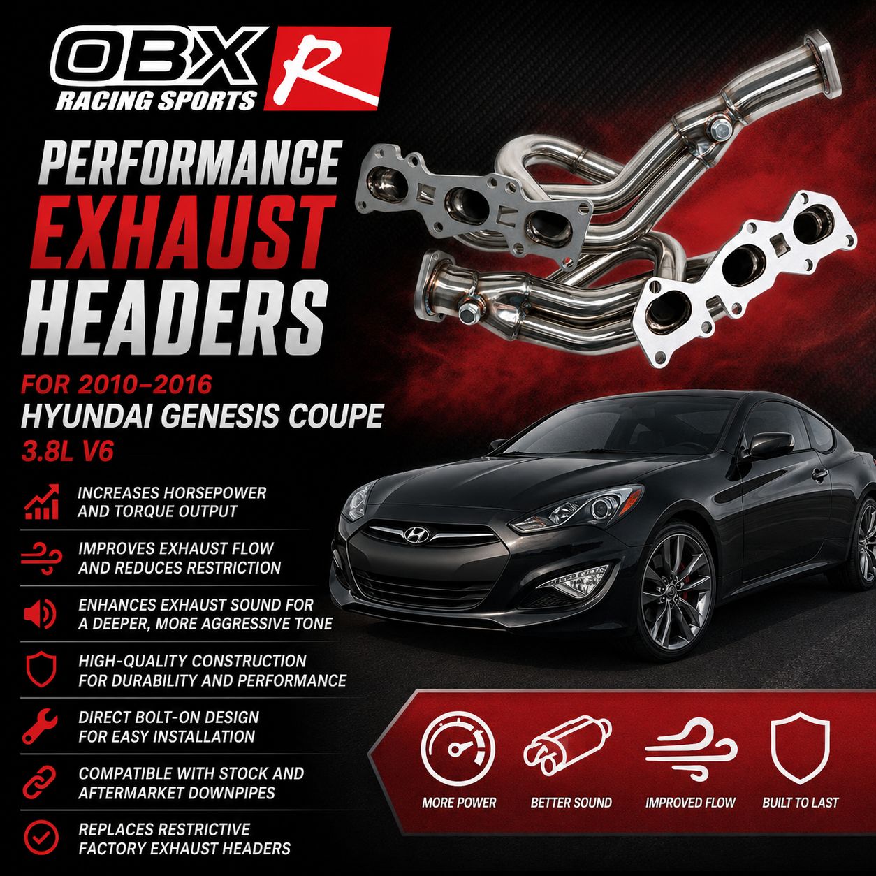 OBX Racing 2010-2016 Hyundai Genesis Coupe 3.8 Headers